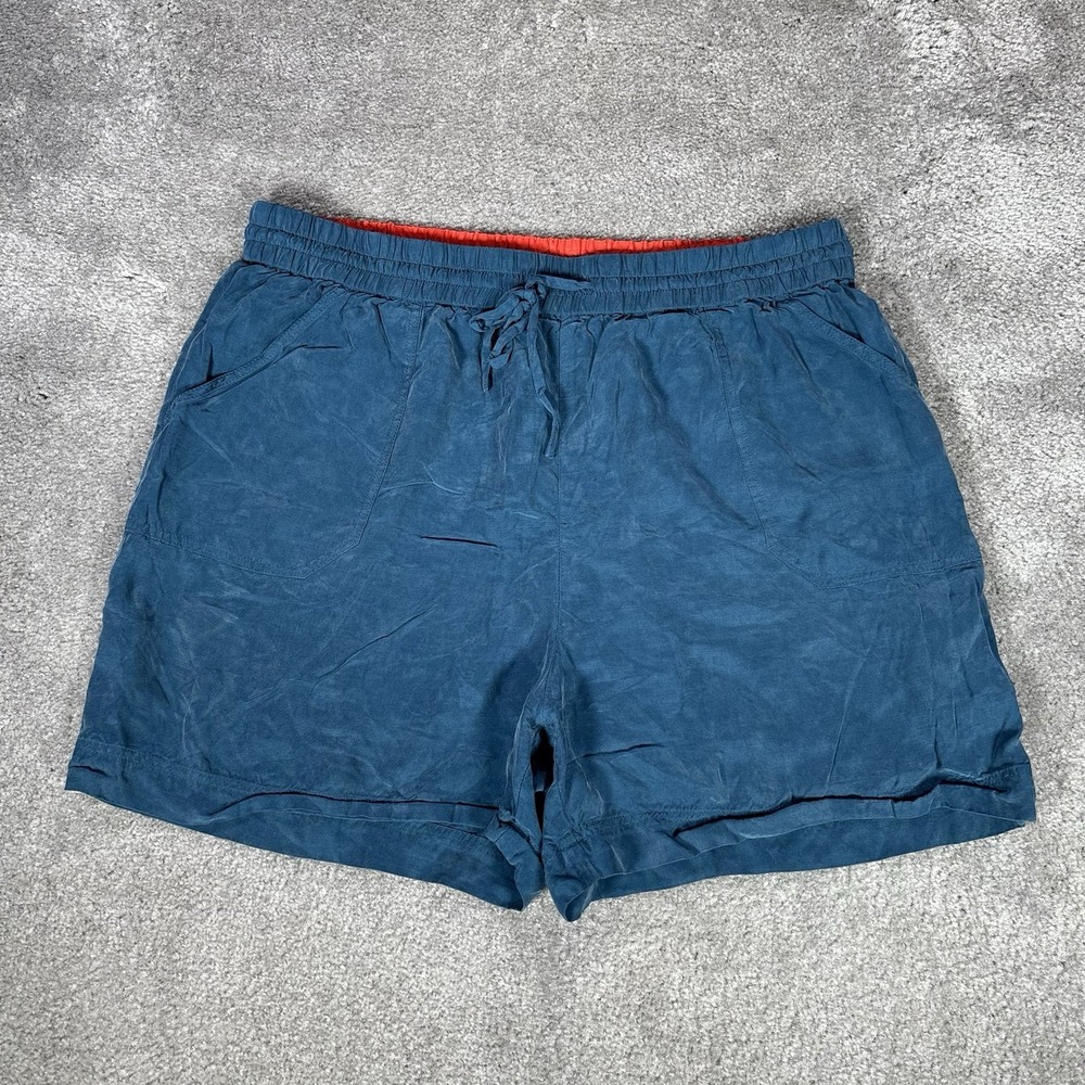 Boden Talia Shorts Womens 8 Blue Cupro Silky Flowy Drawstring Costal Resort
